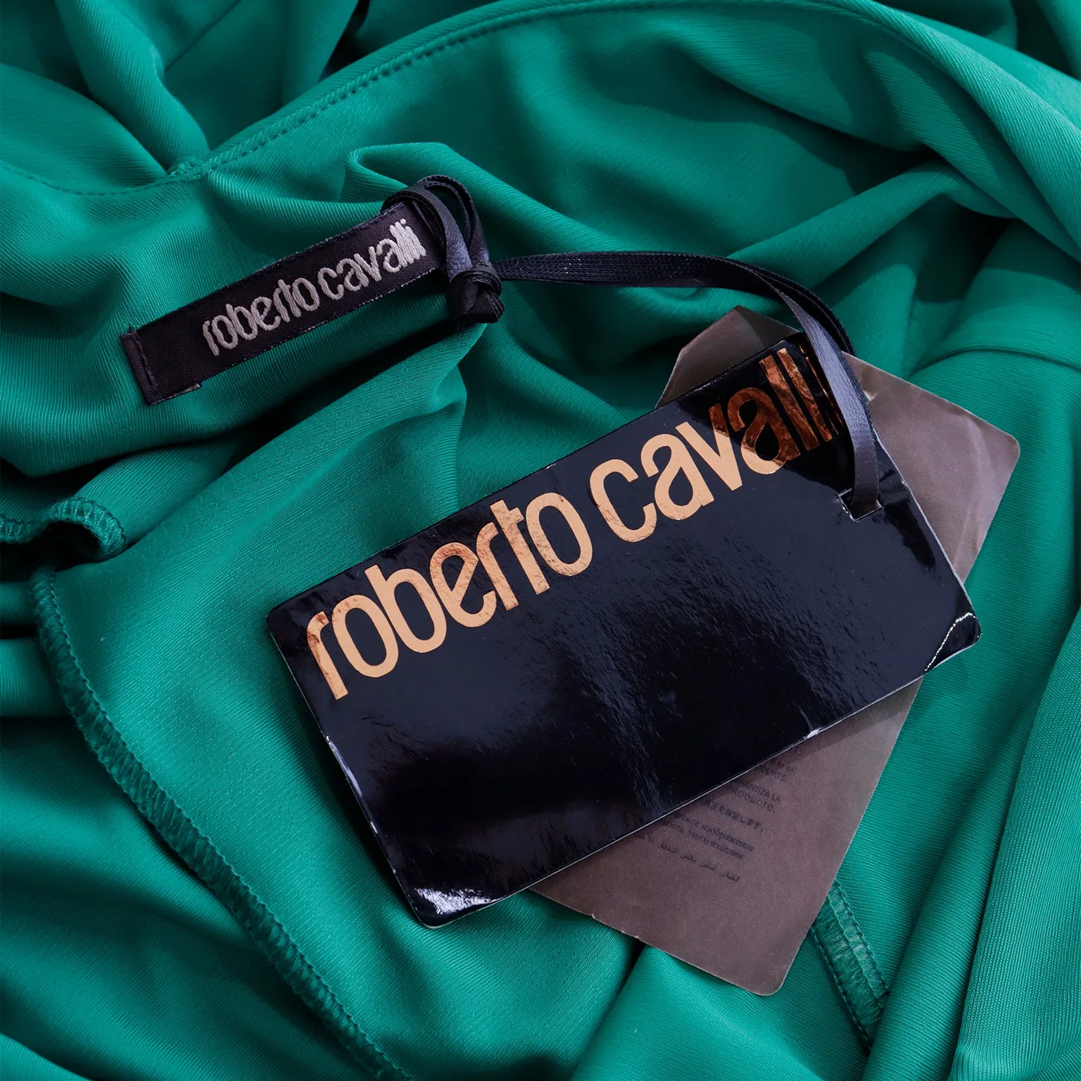 2000s Roberto Cavalli Deadstock Green Evening Dress w Open Back & Tags Attached
