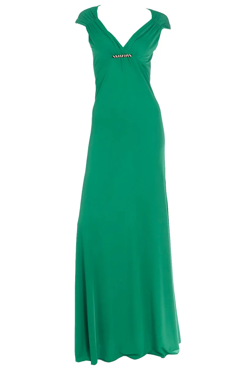 2000s Roberto Cavalli Deadstock Green Evening Dress w Open Back & Tags Attached