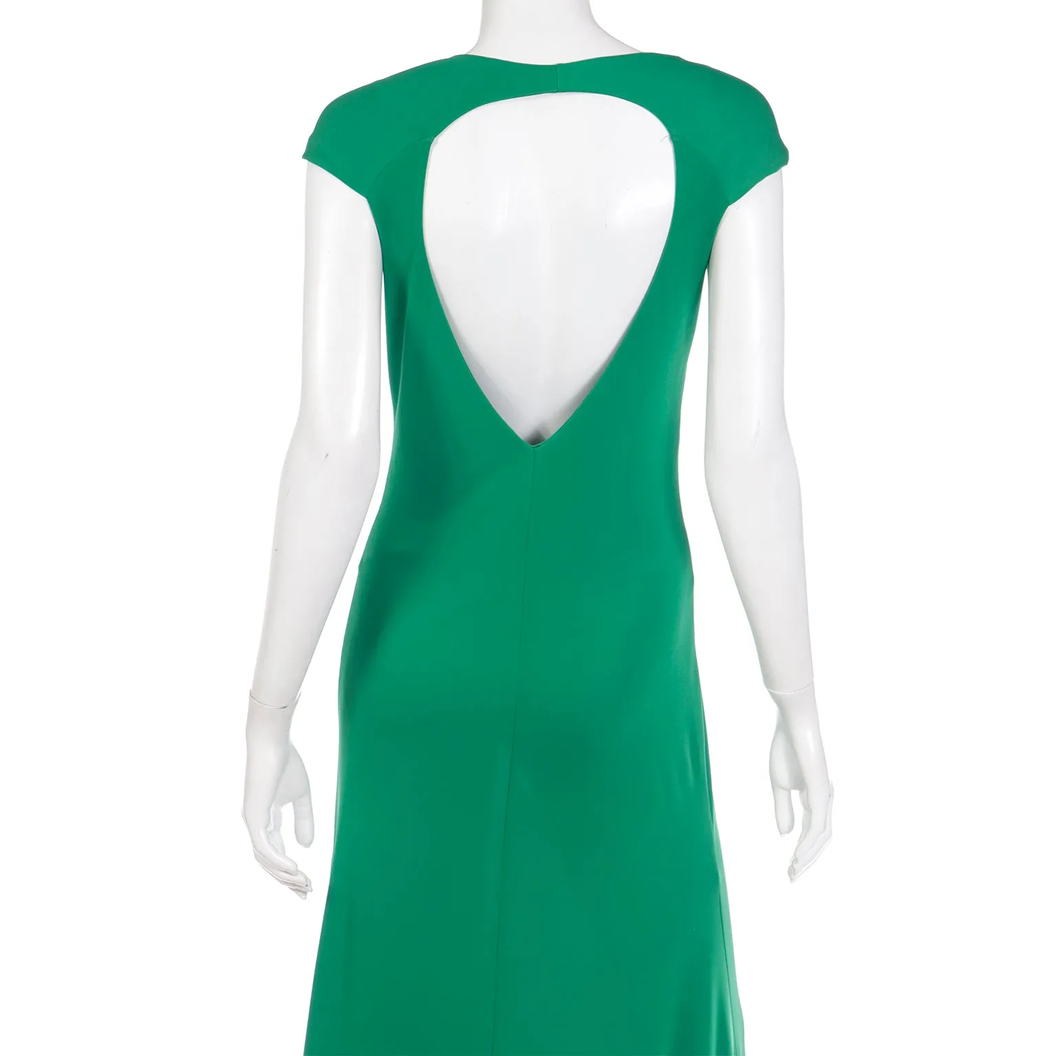 2000s Roberto Cavalli Deadstock Green Evening Dress w Open Back & Tags Attached