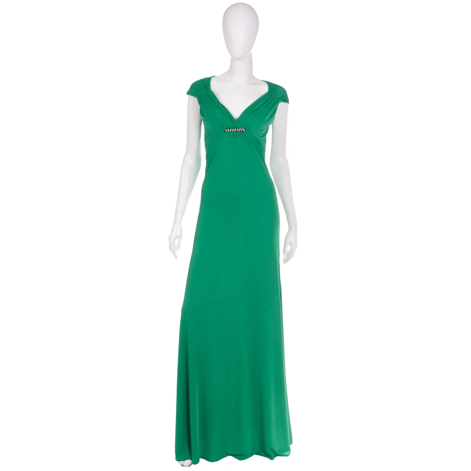 2000s Roberto Cavalli Deadstock Green Evening Dress w Open Back & Tags Attached