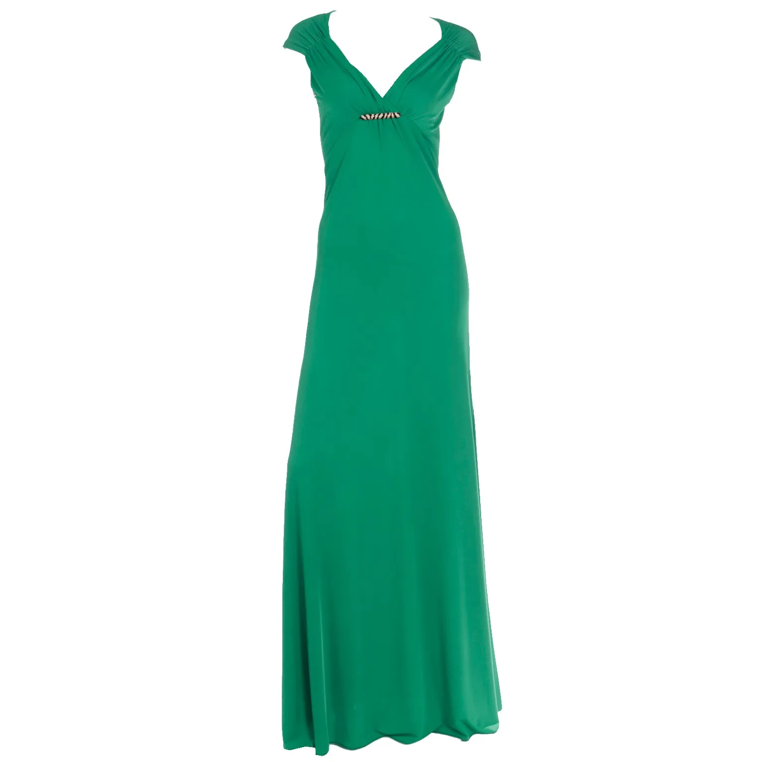 2000s Roberto Cavalli Deadstock Green Evening Dress w Open Back & Tags Attached