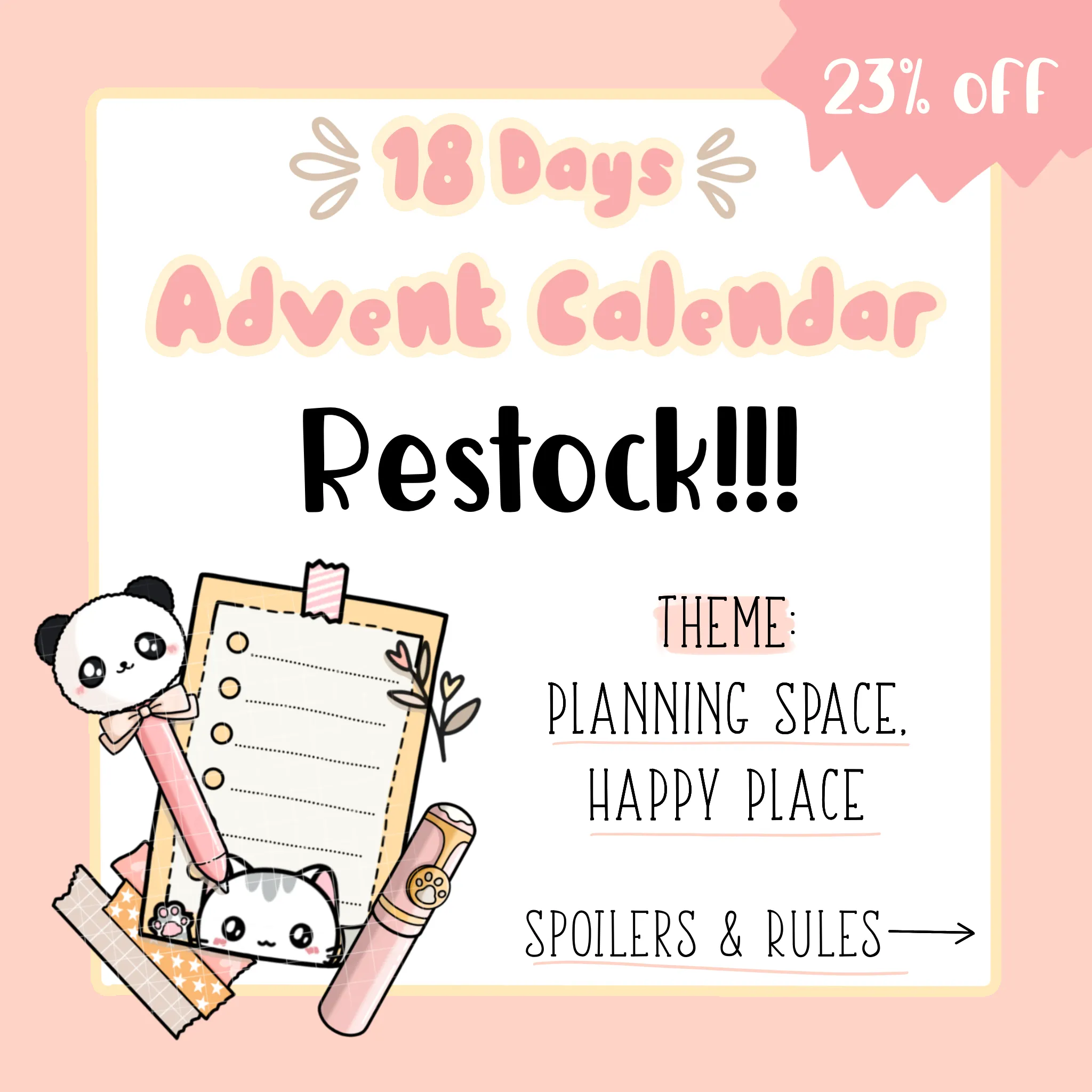 2023 Advent Calendar - 18 days 28 items (MUST BE PURCHASED ALONE)