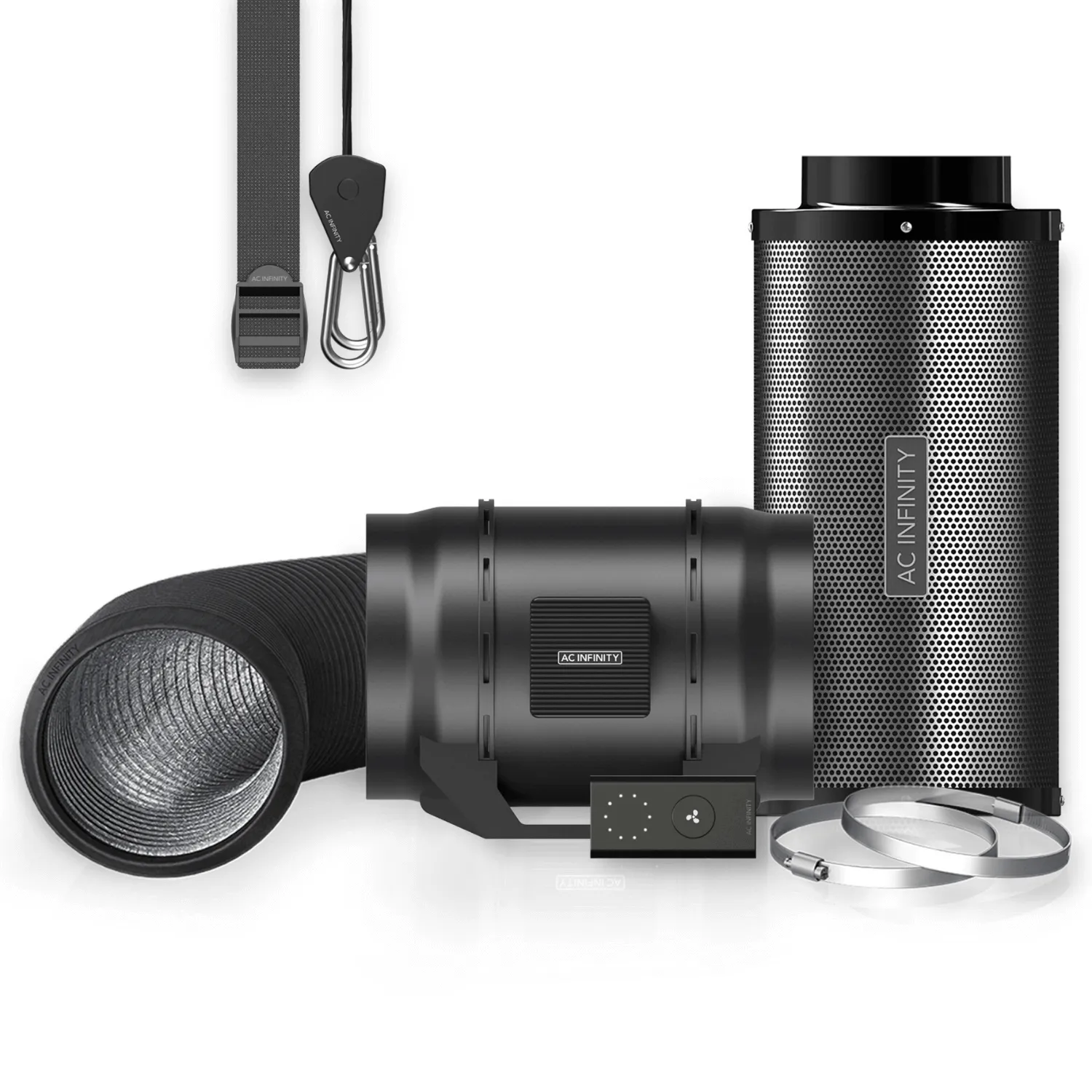 AC Infinity Air Filtration Kit 8", Inline Fan with Speed Controller, Carbon Filter & Ducting Combo