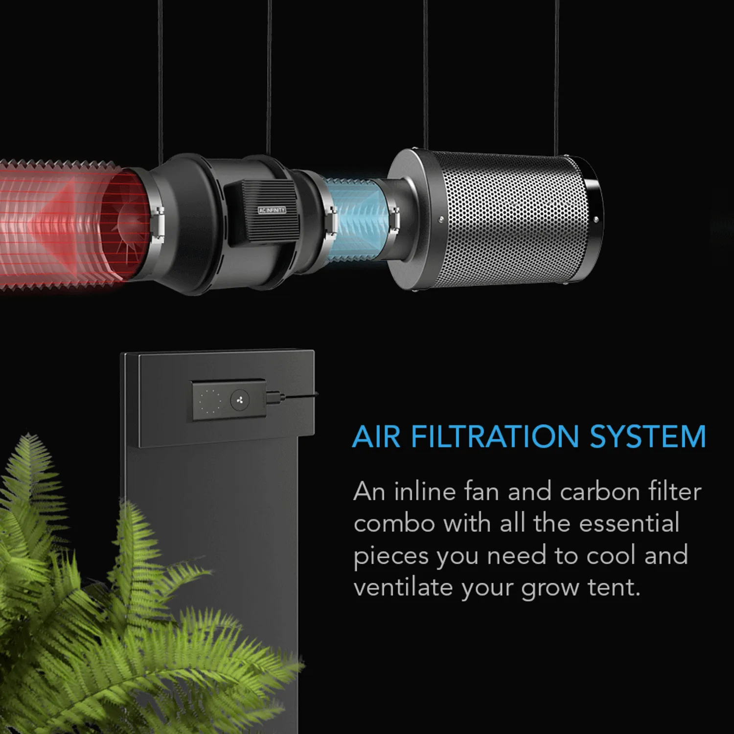 AC Infinity Air Filtration Kit 8", Inline Fan with Speed Controller, Carbon Filter & Ducting Combo