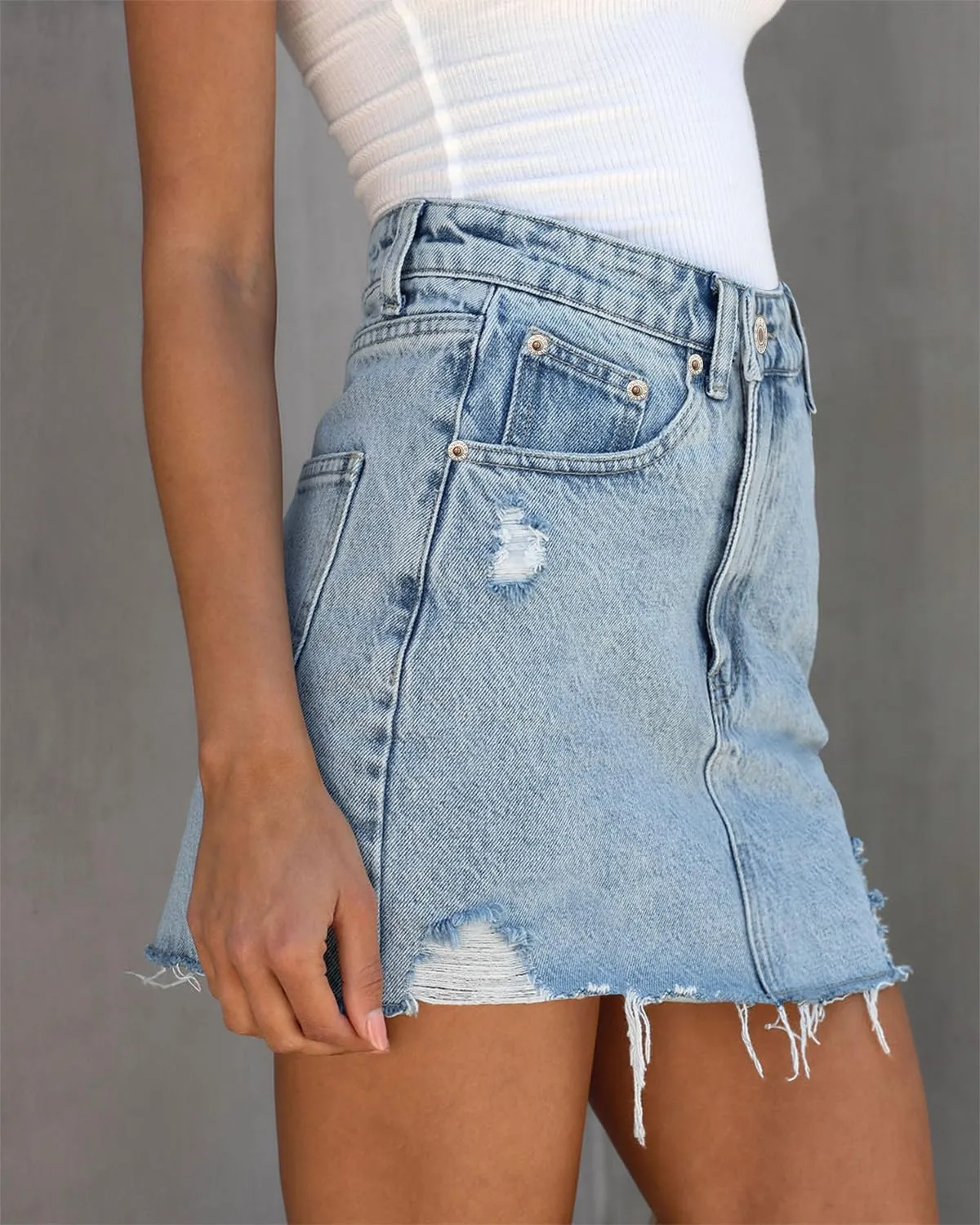 Angerella Skorts Skirts for Women Denim Mini Skirt High Waisted Jean Shorts Stretchy Denim Skirts