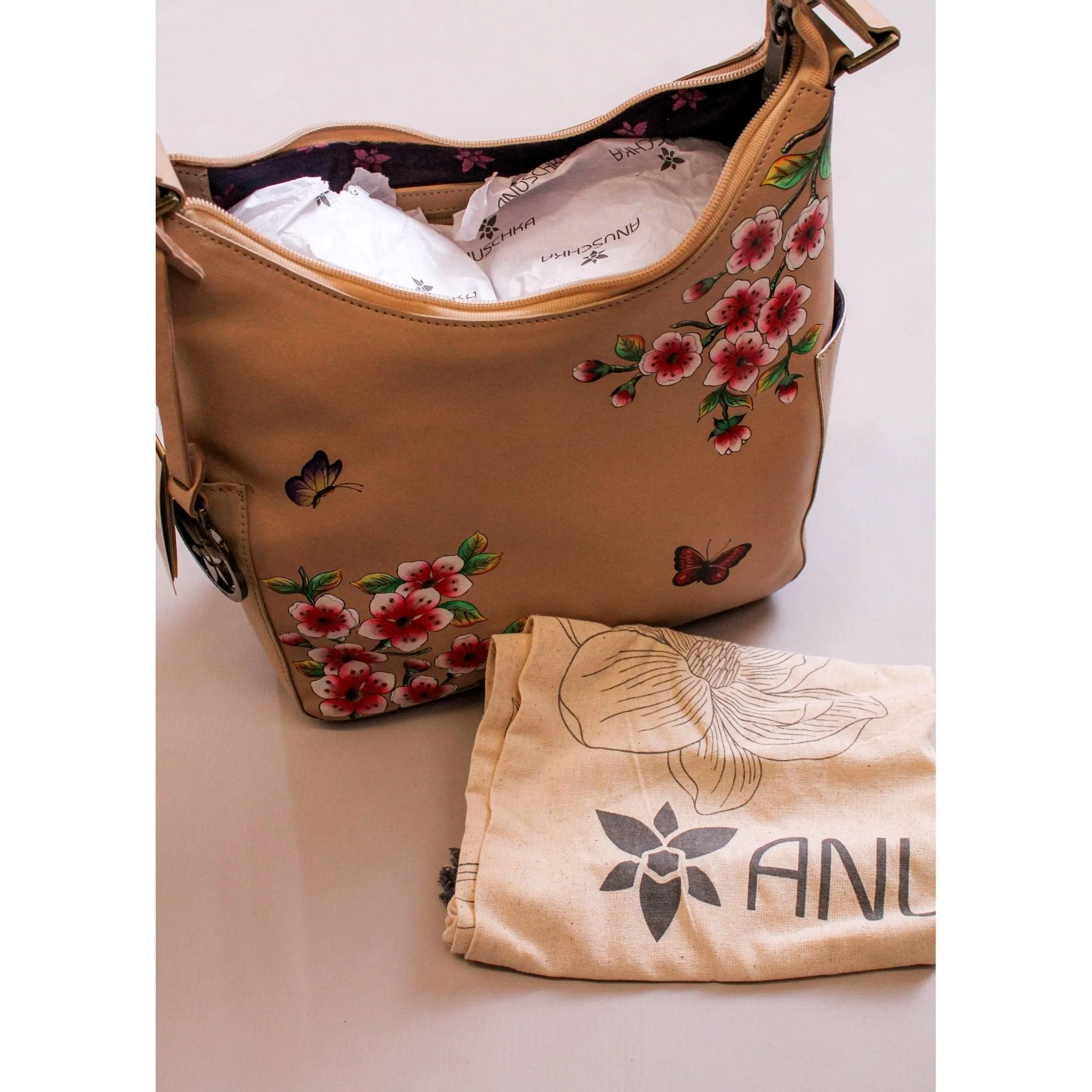 Anuschka Leather Purse with Flowers
