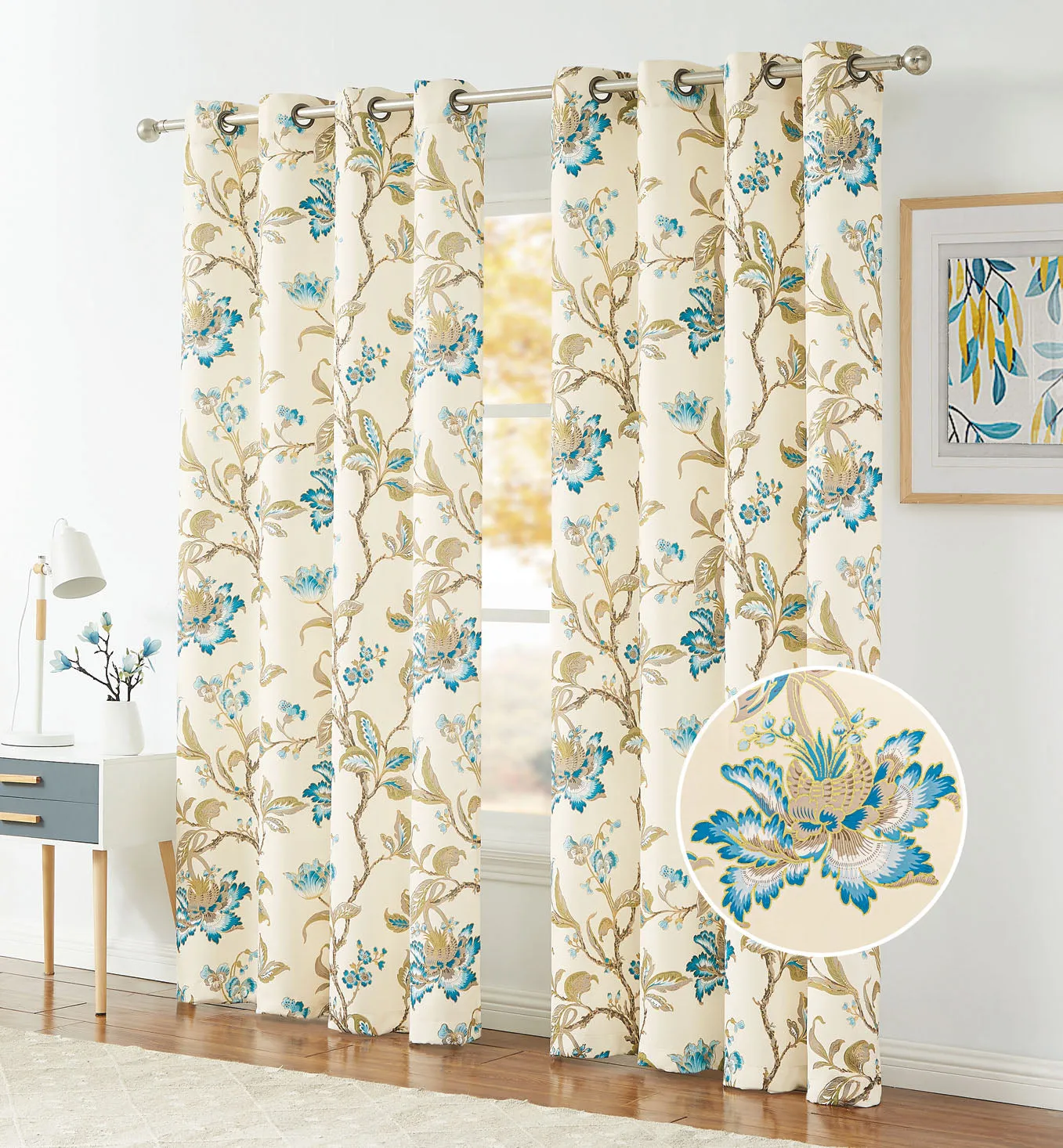 Blackout Thermal Insulated Room Darkening Grommet Top Window Curtain Panel, 81059
