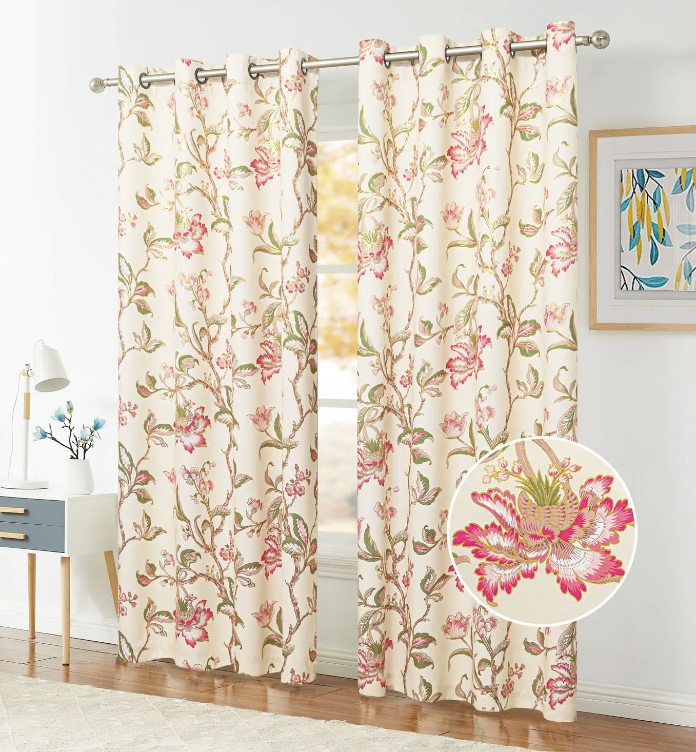 Blackout Thermal Insulated Room Darkening Grommet Top Window Curtain Panel, 81059