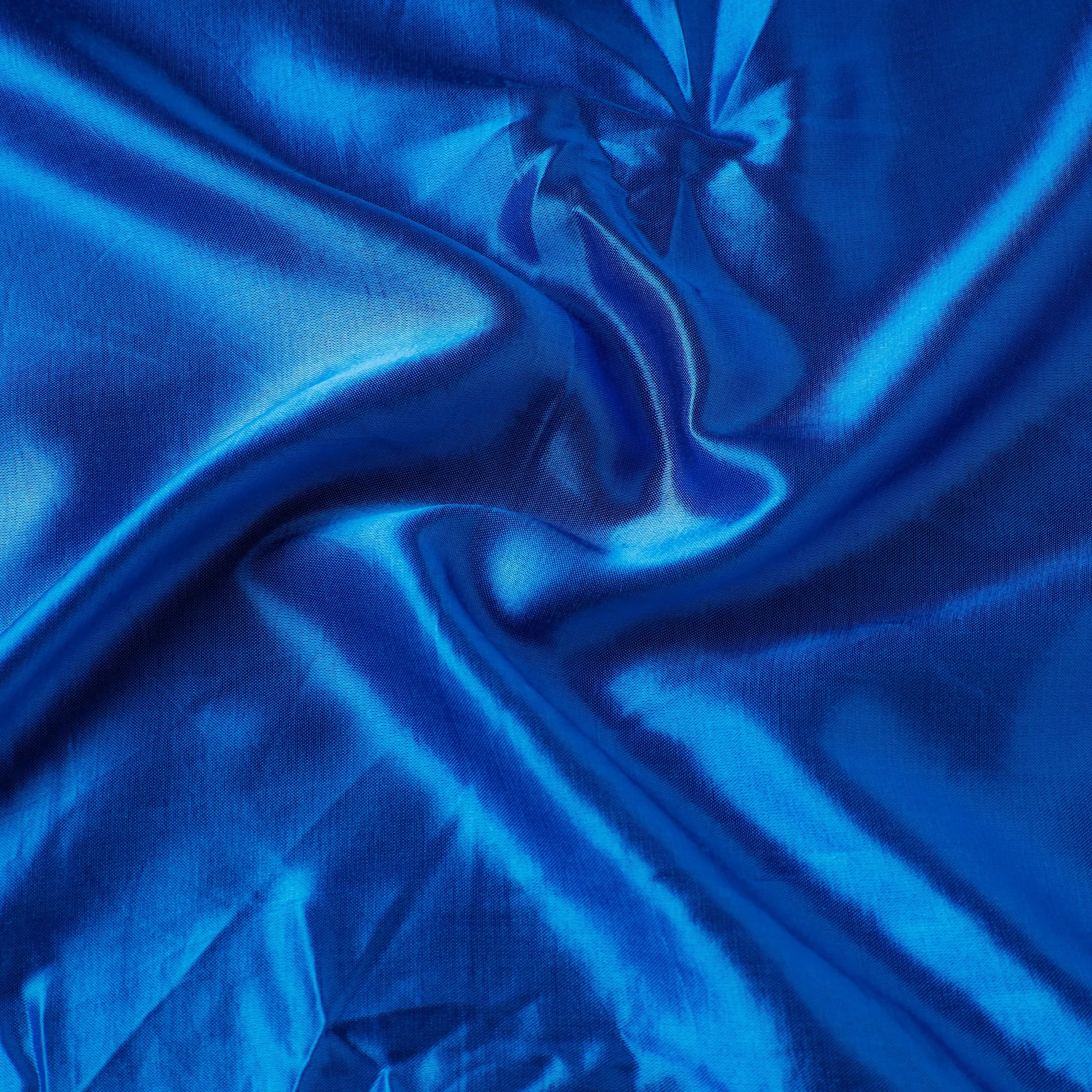 Blue - Pure Mashru Silk Plain Fabric (Width - 46 in)