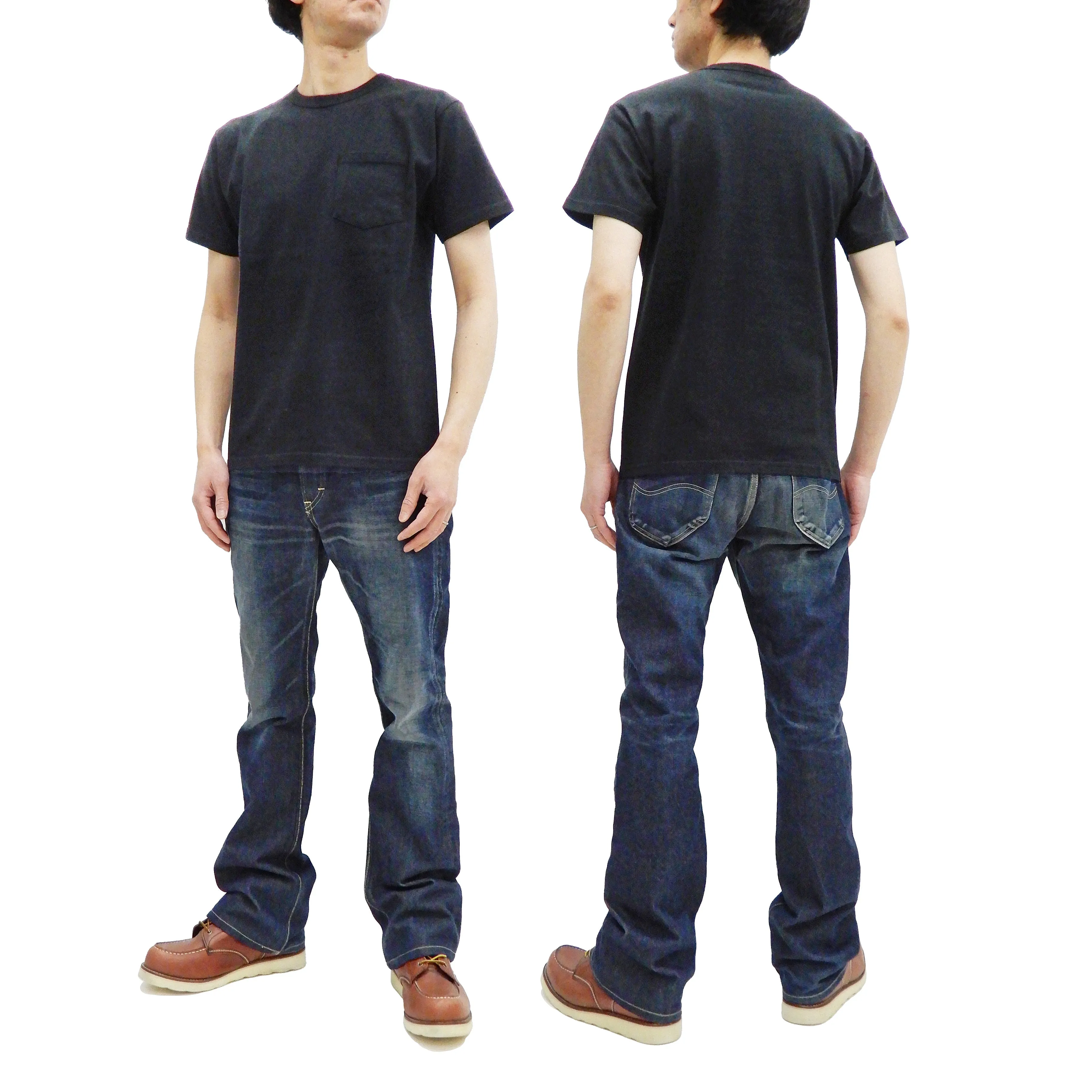 Buzz Rickson T-shirt Men's Short Sleeve Loopwheel Plain Pocket Tee BR78711 Black