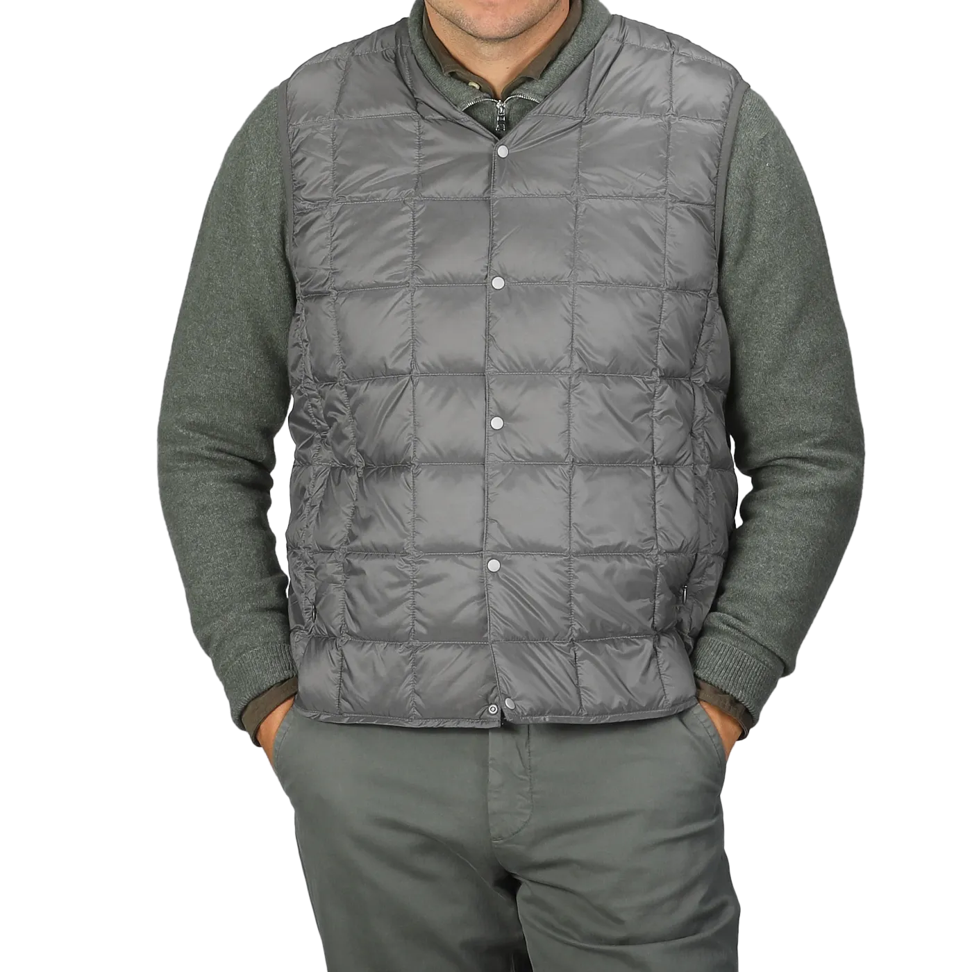Charcoal Grey Nylon Down Padded Vest
