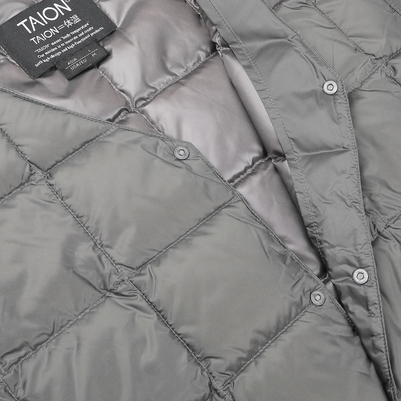 Charcoal Grey Nylon Down Padded Vest