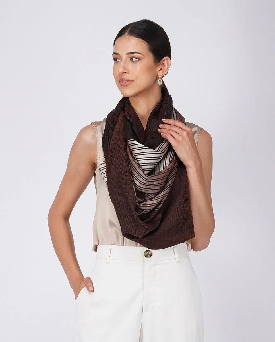 Checks and Stripes Wool and Silk Wrap - Unisex Wrap