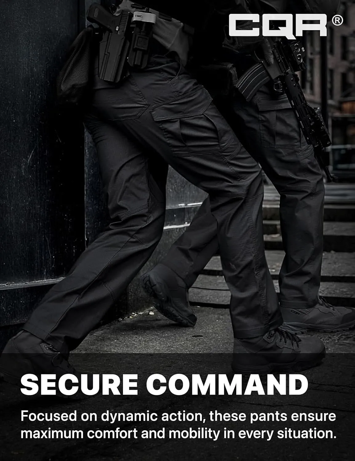CQR Men's Flex Ripstop Tactical Pants, Water Resistant Stretch Cargo Pants, Lightweight EDC Hiking Work Pants