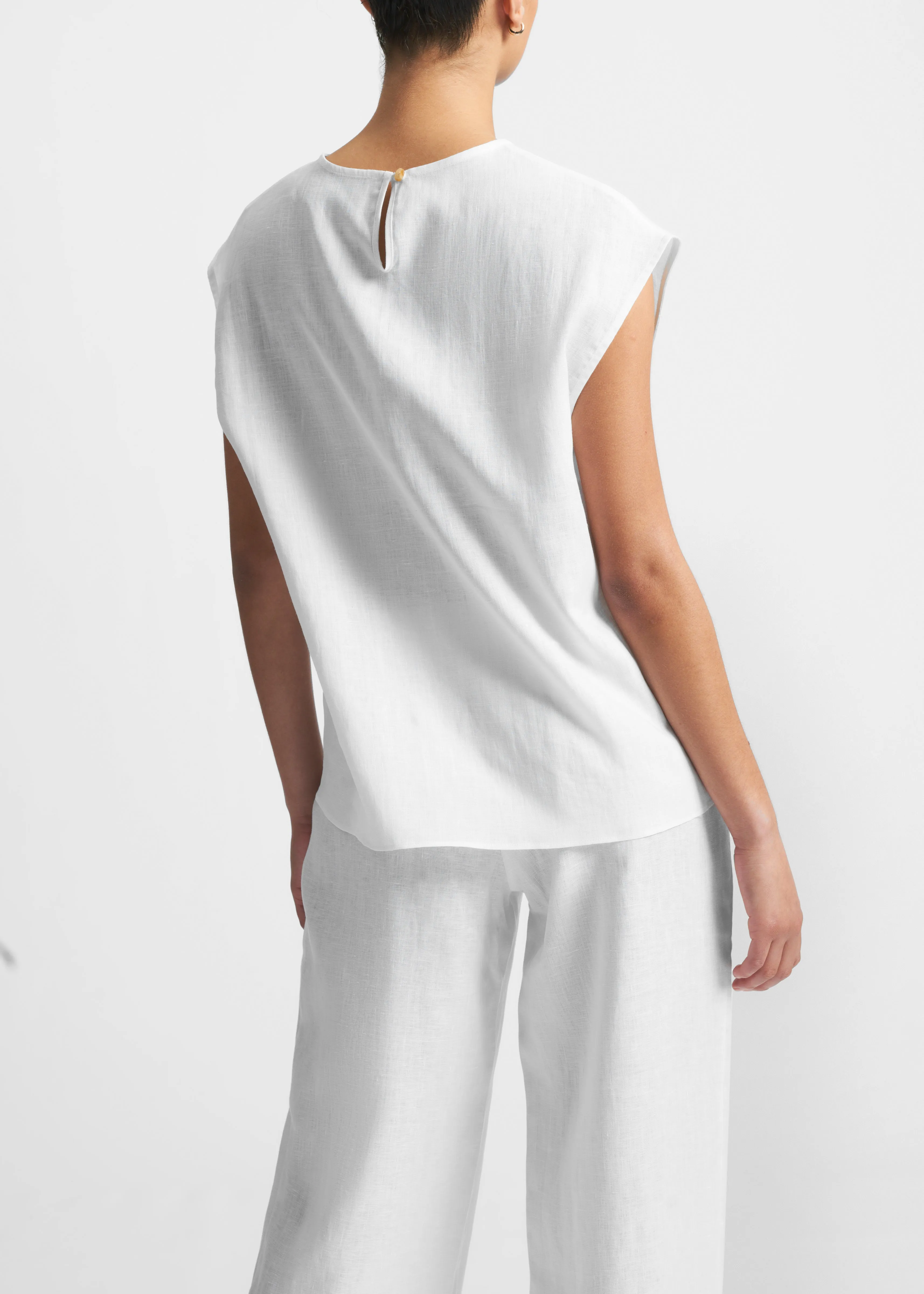 Dasha Sleeveless Top White Organic Linen