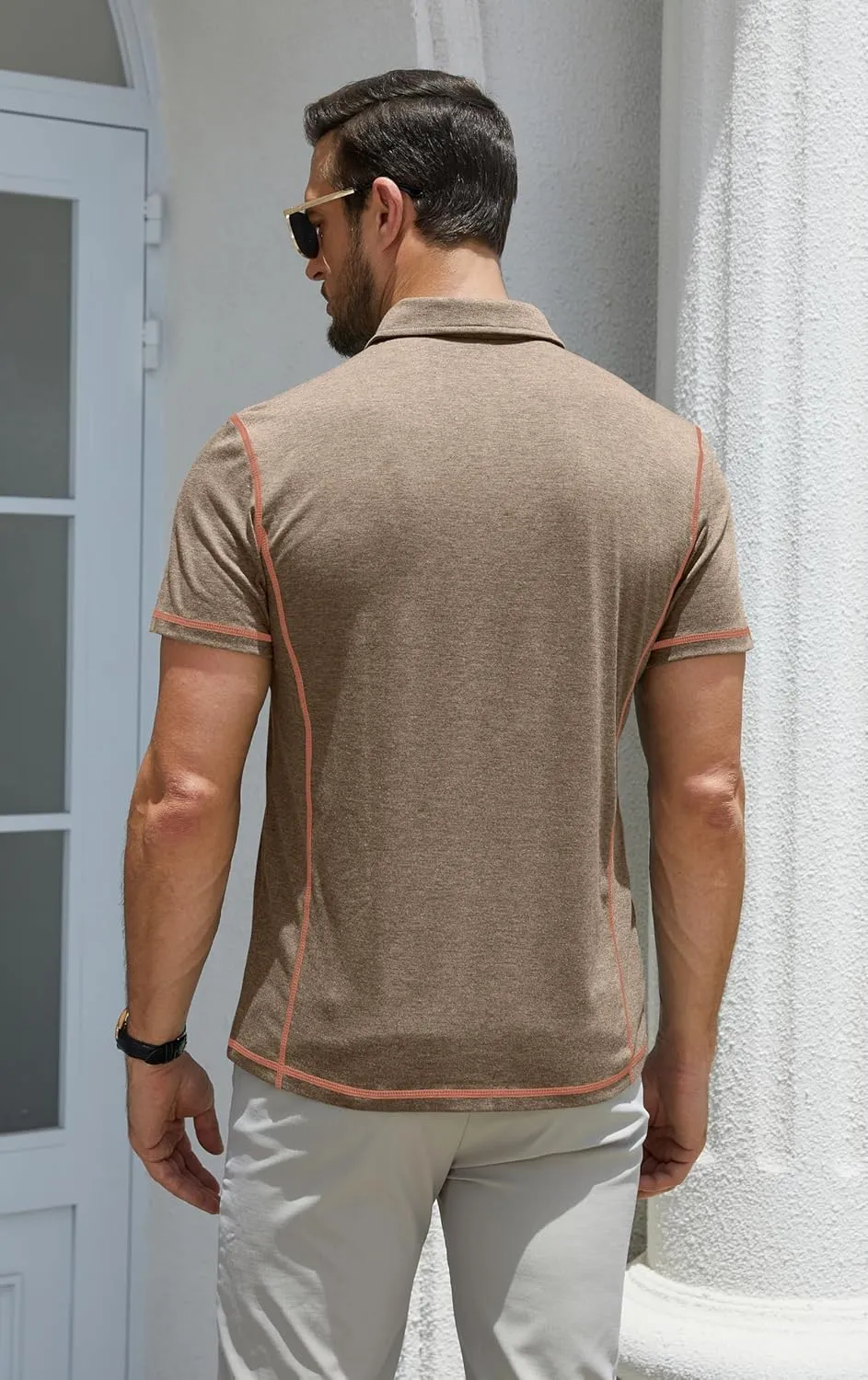 EDITCOZY Polo Shirts for Men Button Summer Fashion Collared Short Sleeve Golf Shirts