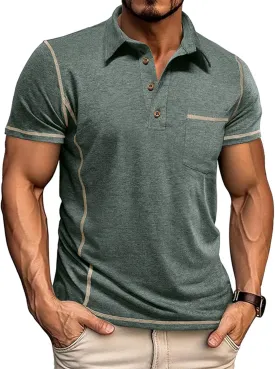 EDITCOZY Polo Shirts for Men Button Summer Fashion Collared Short Sleeve Golf Shirts