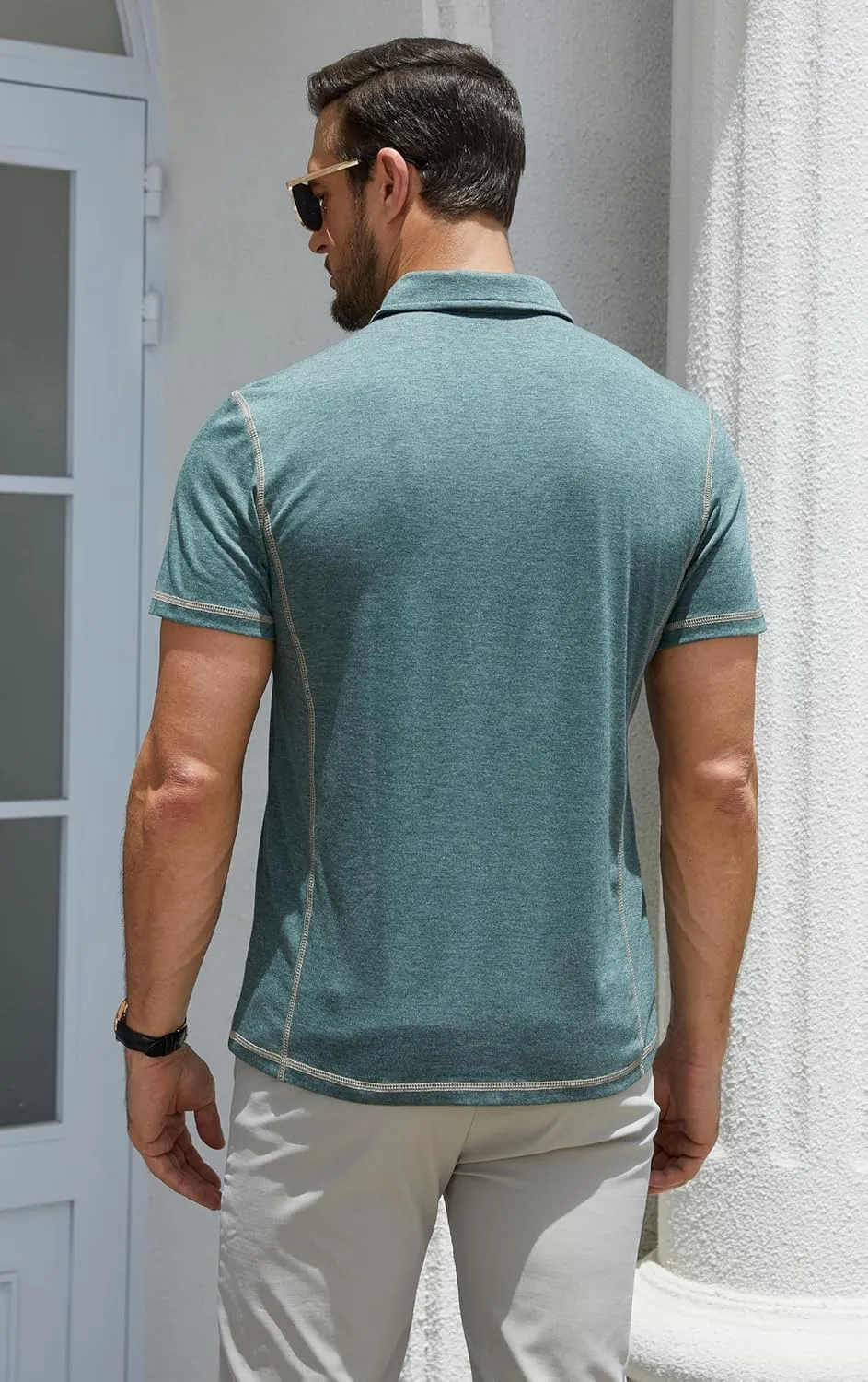 EDITCOZY Polo Shirts for Men Button Summer Fashion Collared Short Sleeve Golf Shirts