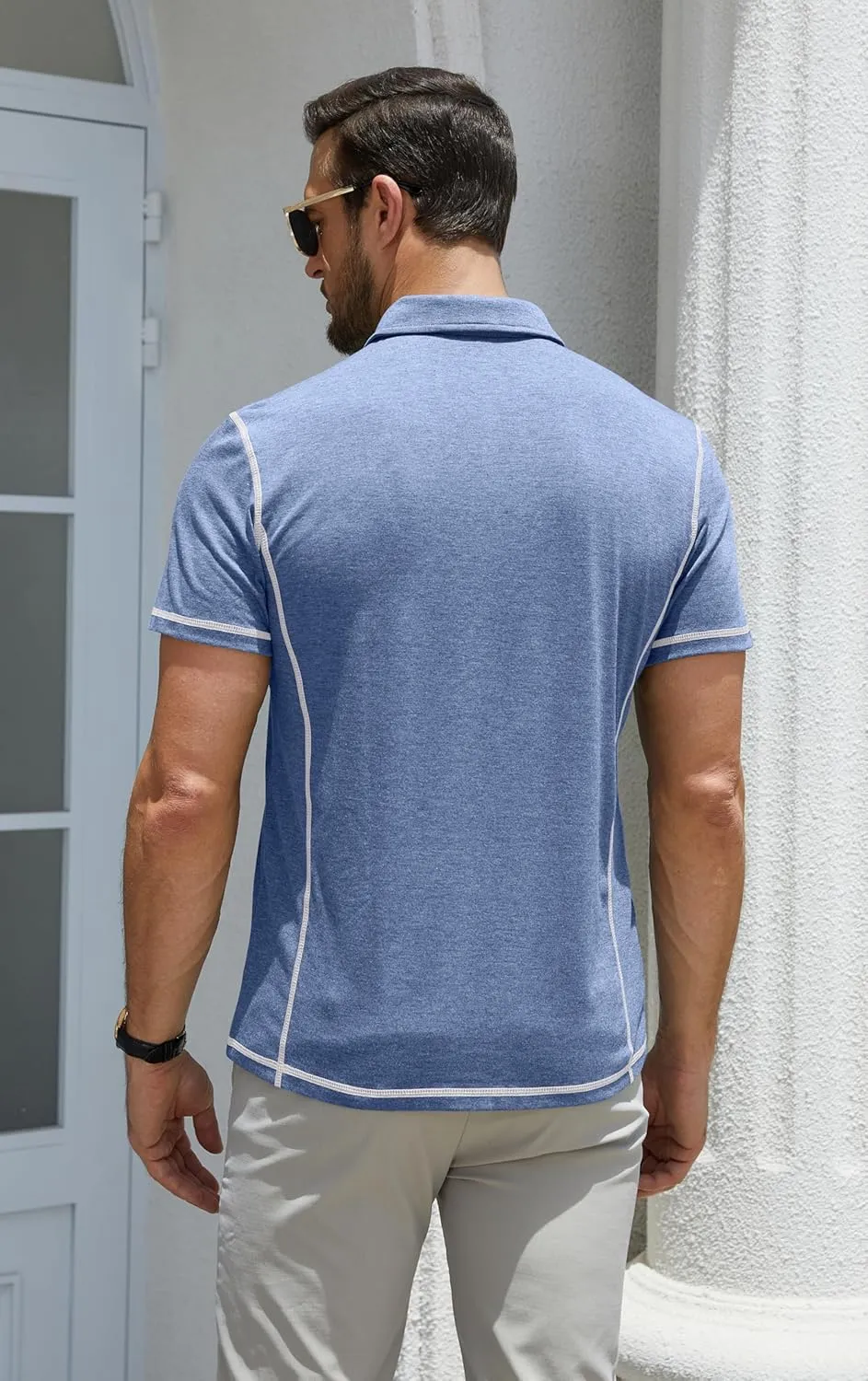 EDITCOZY Polo Shirts for Men Button Summer Fashion Collared Short Sleeve Golf Shirts