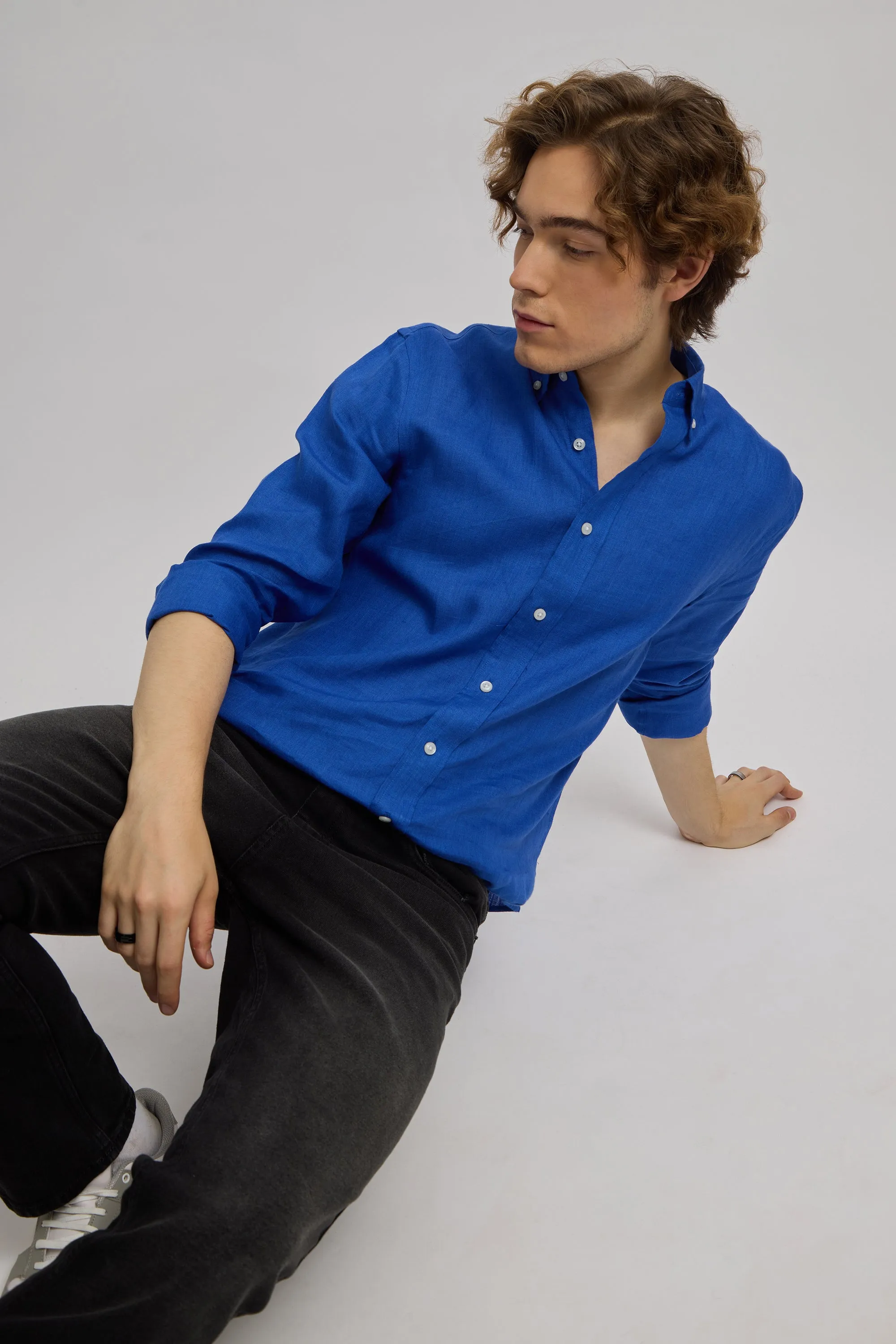 Epica - Premium 100% Linen Full Sleeve Shirt -Royal Blue