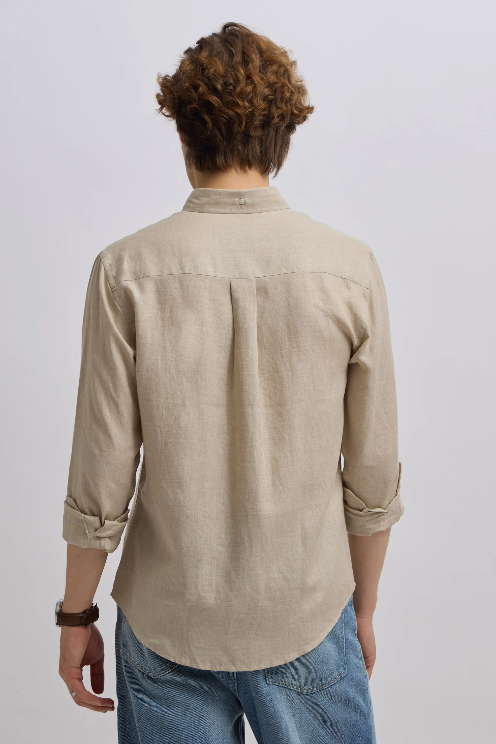 Epica - Premium 100% Linen Full Sleeve Shirt - Wheat Brown