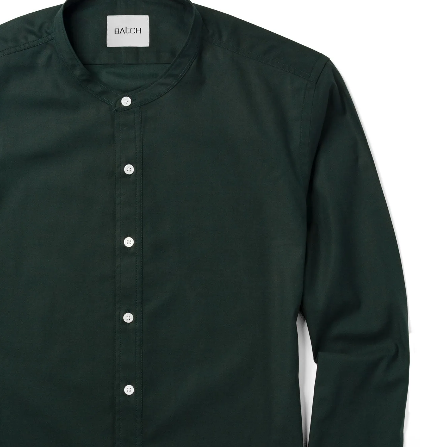 Essential Band Collar WB Casual Shirt - Evergreen Stretch Poplin