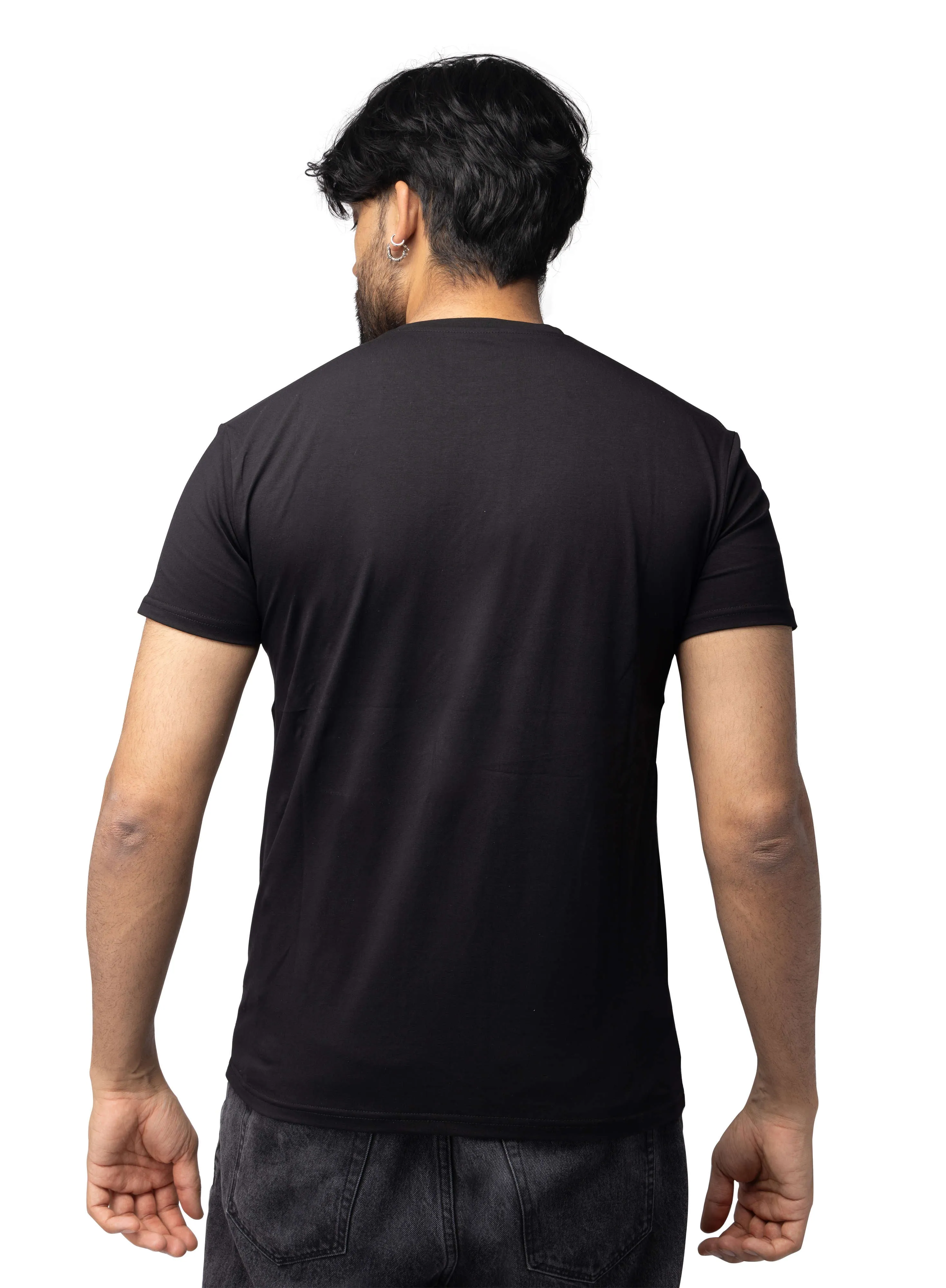 Heads or Tails Men's Slim Fit Crewneck Rhinestone Studded Graphic Printed T-Shirt Stone Tee Blue Bear With Money