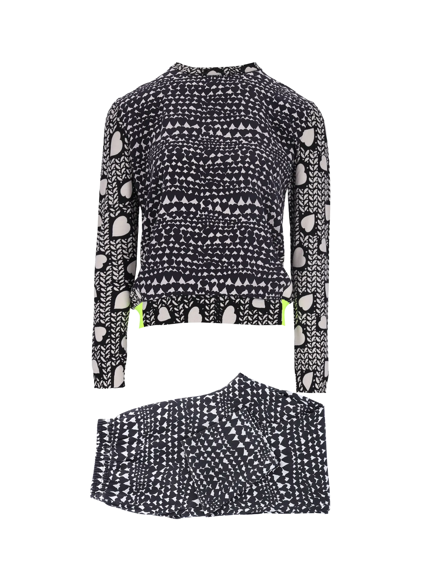 heart-print wool and silk set