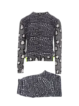 heart-print wool and silk set