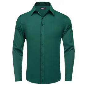 Hi-Tie Button Down Shirt Solid SeaGreen Shirt with Jacquard Collar