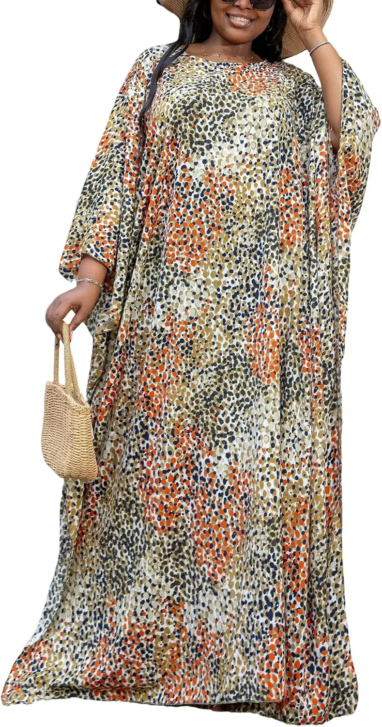 KINIKO Plus Size Kaftan Dresses for Women Caftan Bathing Suit Cover Up Casual Maxi Beach Loungewear Kimono