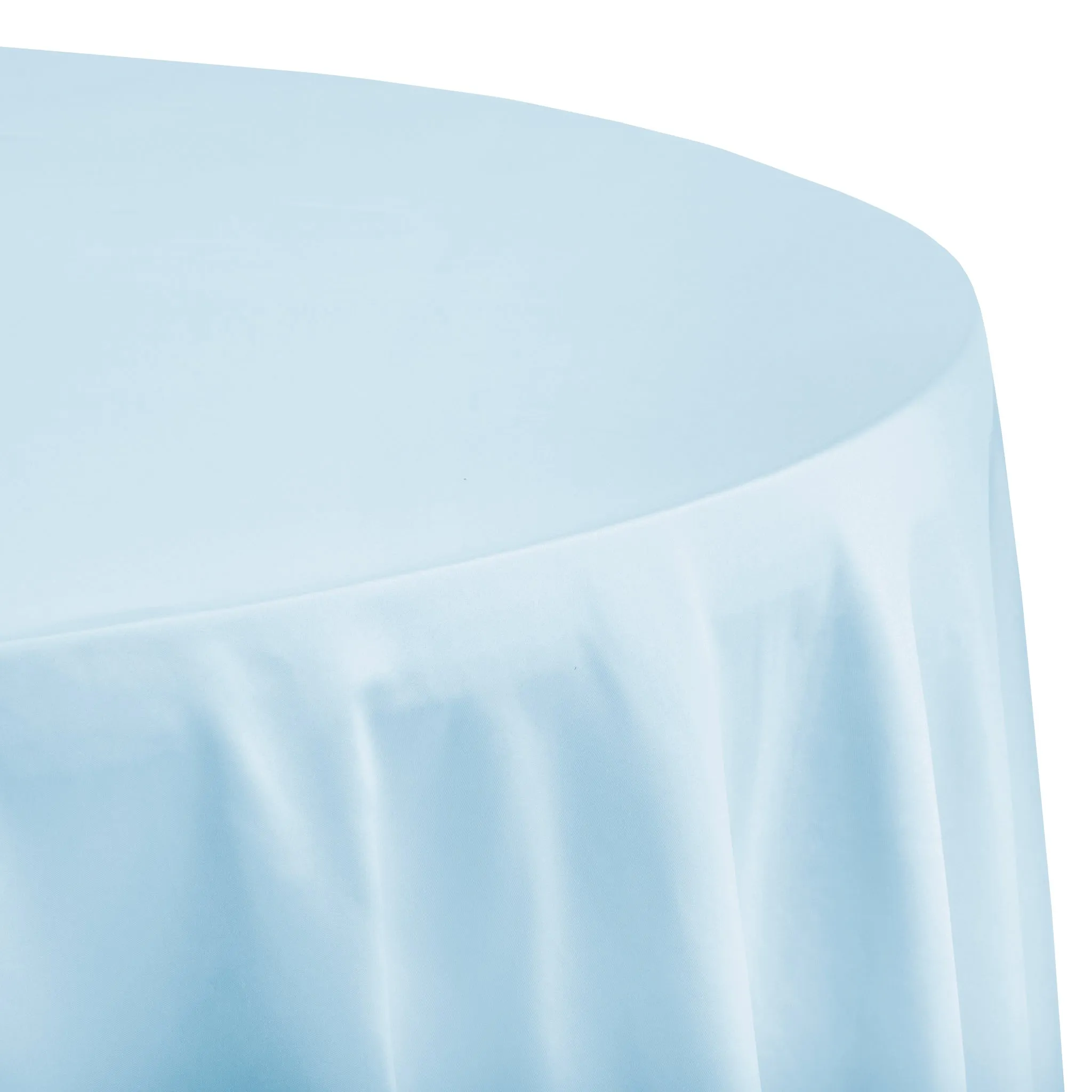 Lamour Satin 132" Round Tablecloth - Baby Blue