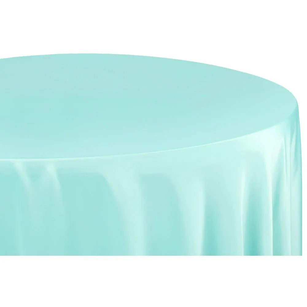 Lamour Satin 132" Round Tablecloth - Turquoise
