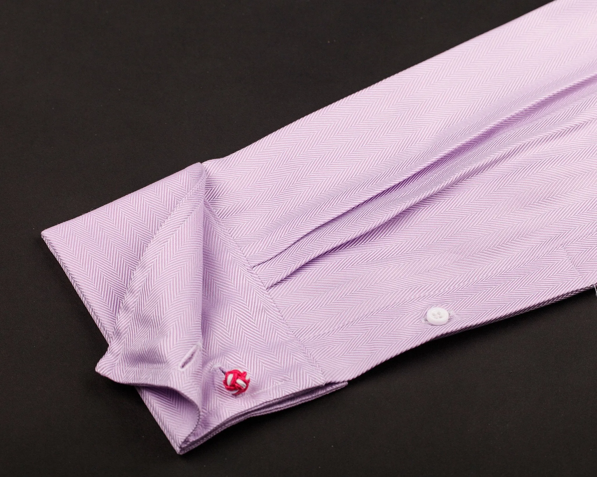 Lilac Herringbone Formal Business Dress Shirt in French Double Cuffs