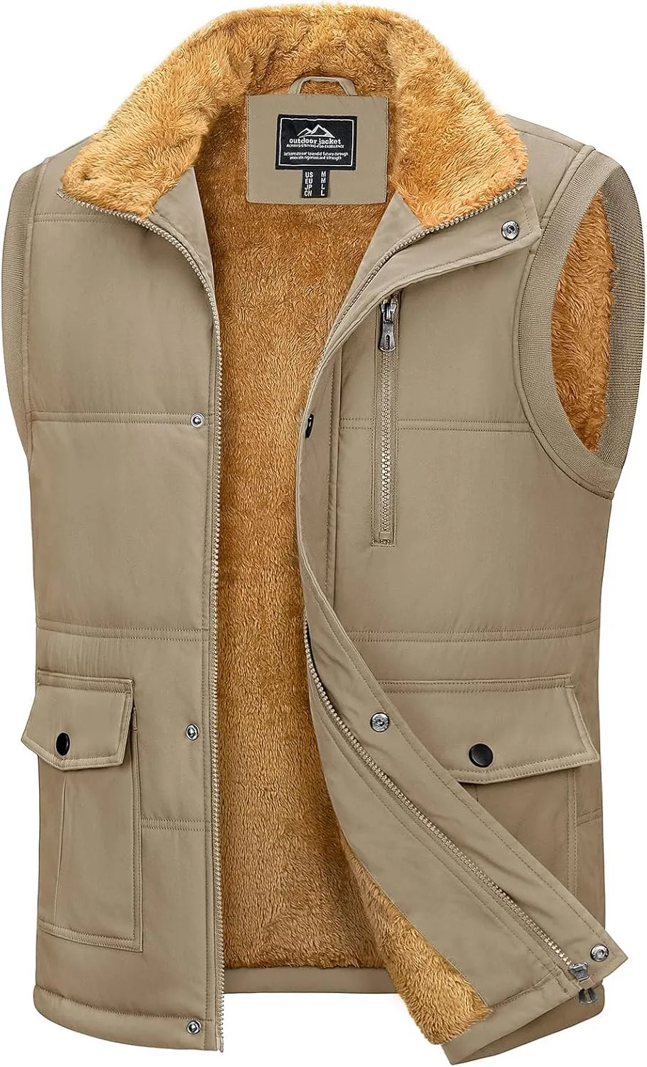 MAGCOMSEN Mens Winter Vests Outerwear Fleece Lined Puffer Vest Warm Casual Quilted Vest Bubble Sherpa Vest Jacket