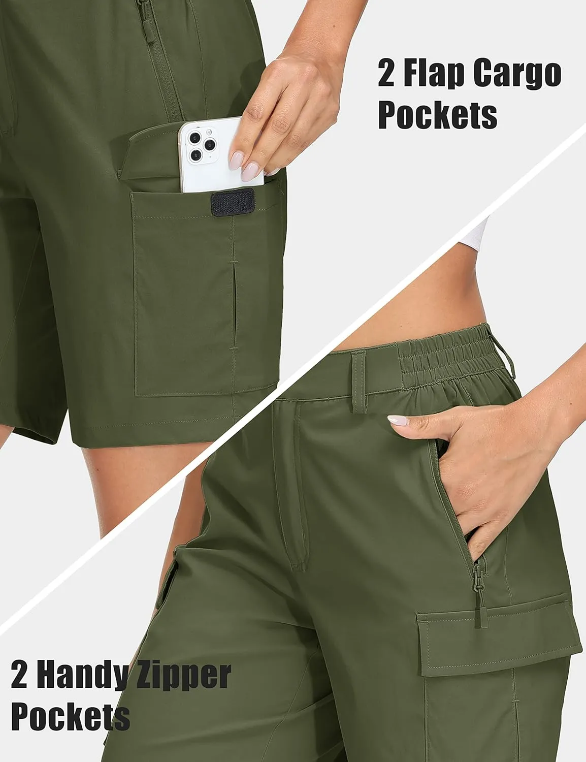 MAGCOMSEN Women's 7" Hiking Shorts Lightweight Quick Dry Water Resistant Golf Cargo Shorts with 5 Pockets Summer Casual