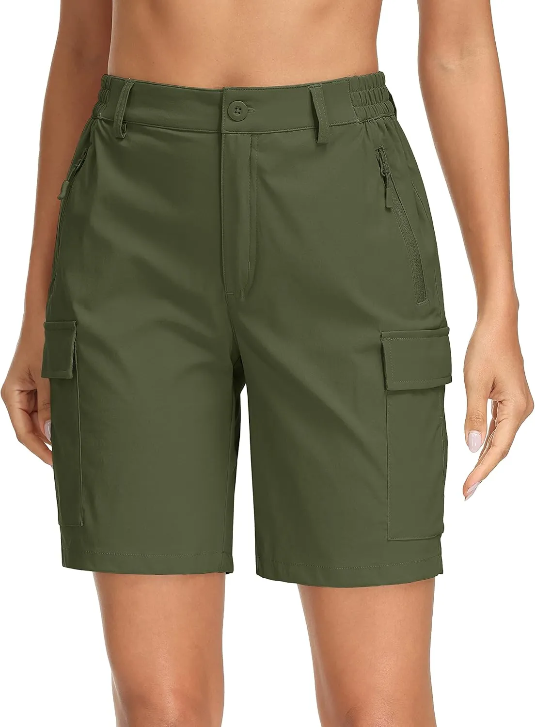 MAGCOMSEN Women's 7" Hiking Shorts Lightweight Quick Dry Water Resistant Golf Cargo Shorts with 5 Pockets Summer Casual