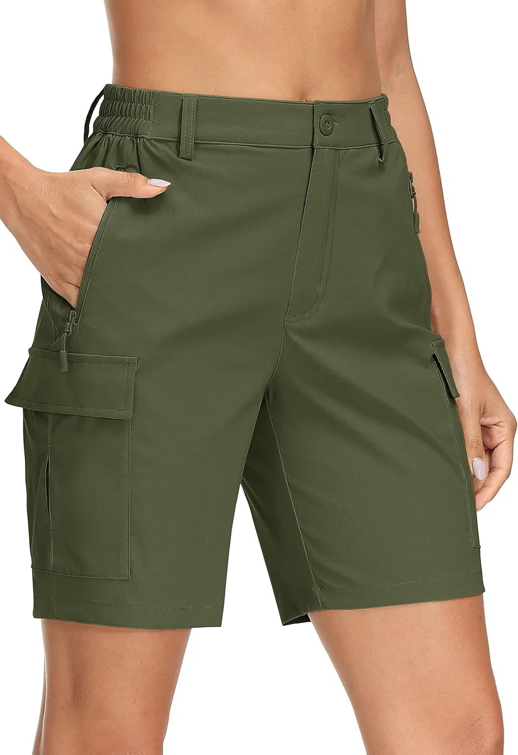 MAGCOMSEN Women's 7" Hiking Shorts Lightweight Quick Dry Water Resistant Golf Cargo Shorts with 5 Pockets Summer Casual