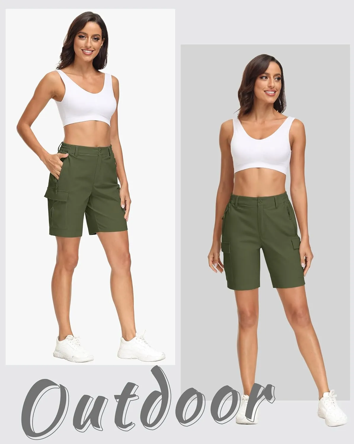 MAGCOMSEN Women's 7" Hiking Shorts Lightweight Quick Dry Water Resistant Golf Cargo Shorts with 5 Pockets Summer Casual