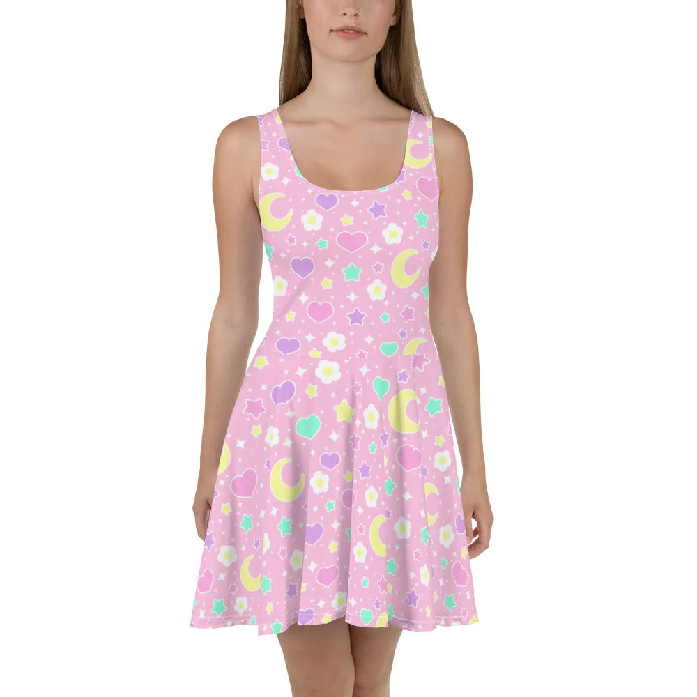 Magical Spring Pink Skater Dress
