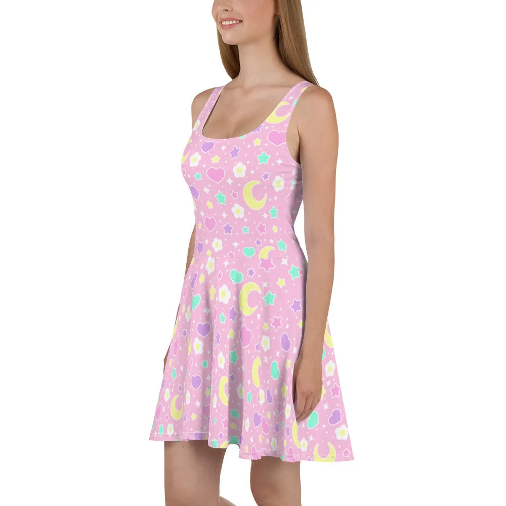 Magical Spring Pink Skater Dress