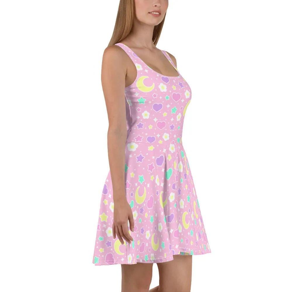 Magical Spring Pink Skater Dress