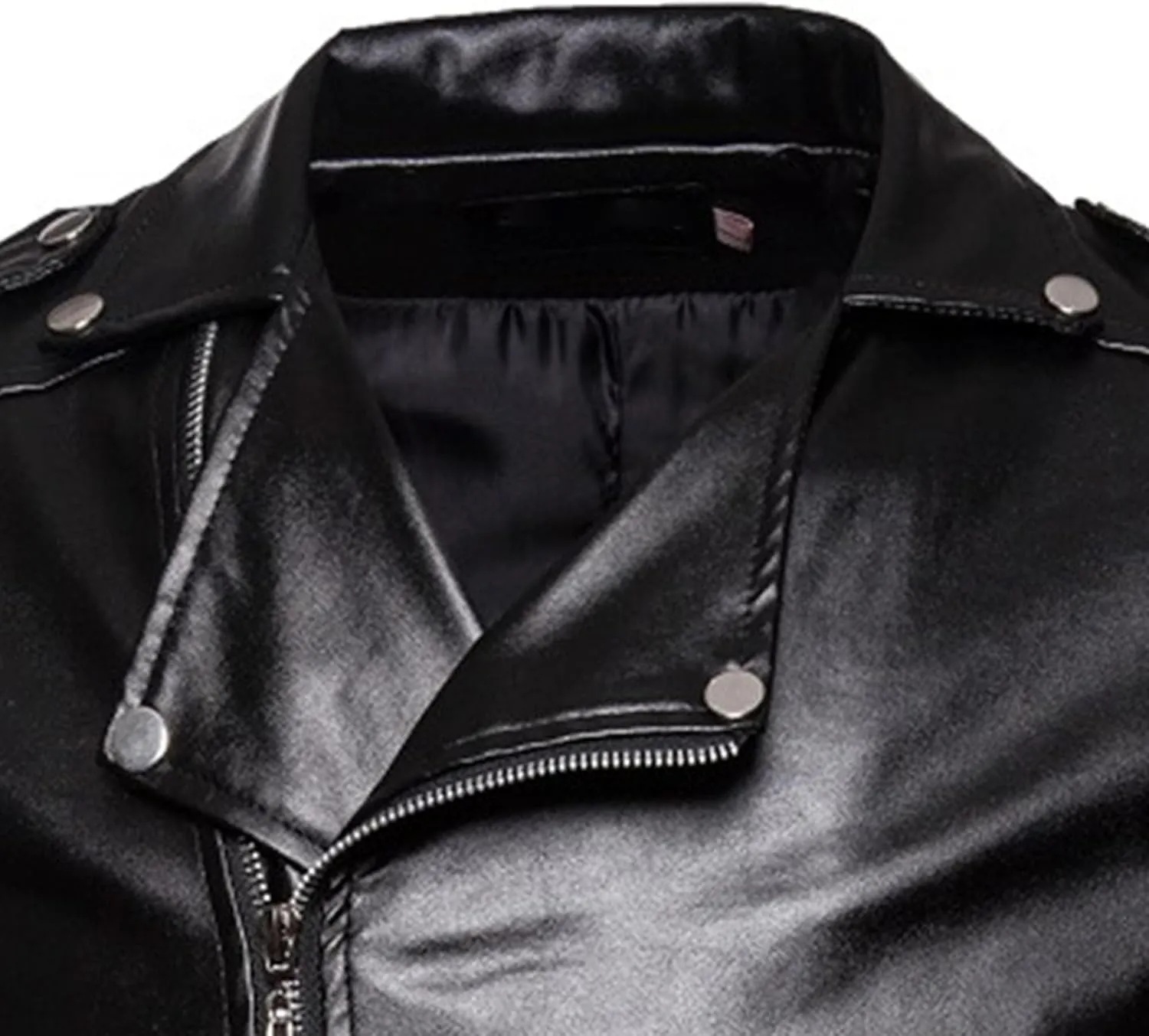 Maiyifu-GJ Men's Leather Jackets Faux Leather Motorcycle Zipper Jacket Casual Lightweight Zip-Up Biker Coat Windbreaker