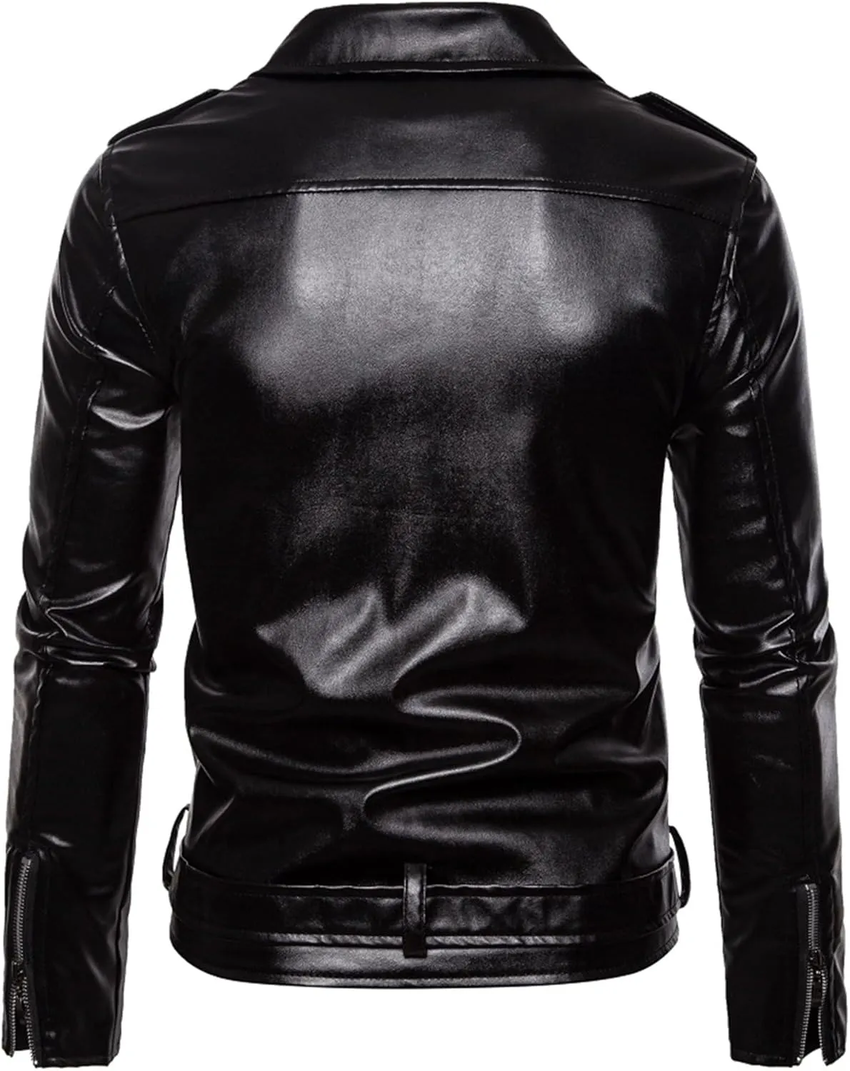 Maiyifu-GJ Men's Leather Jackets Faux Leather Motorcycle Zipper Jacket Casual Lightweight Zip-Up Biker Coat Windbreaker