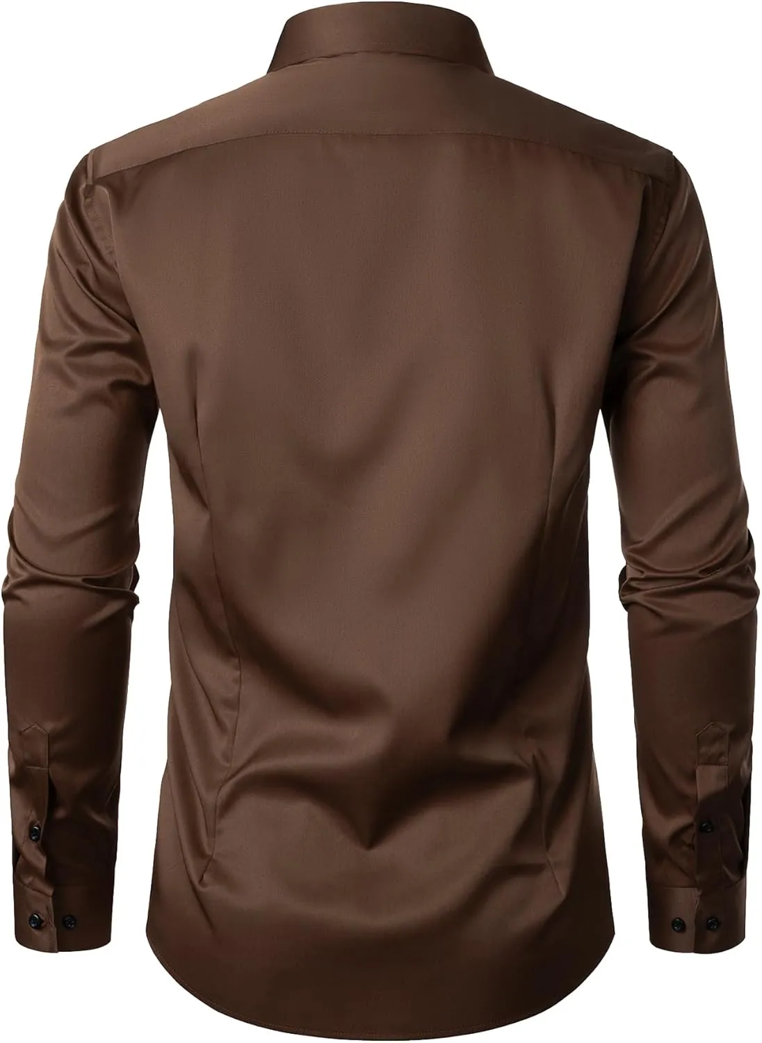 Men's Stretch Wrinkle Free Dress Shirts Formal Wedding Prom Long Sleeve Button Down Shirt