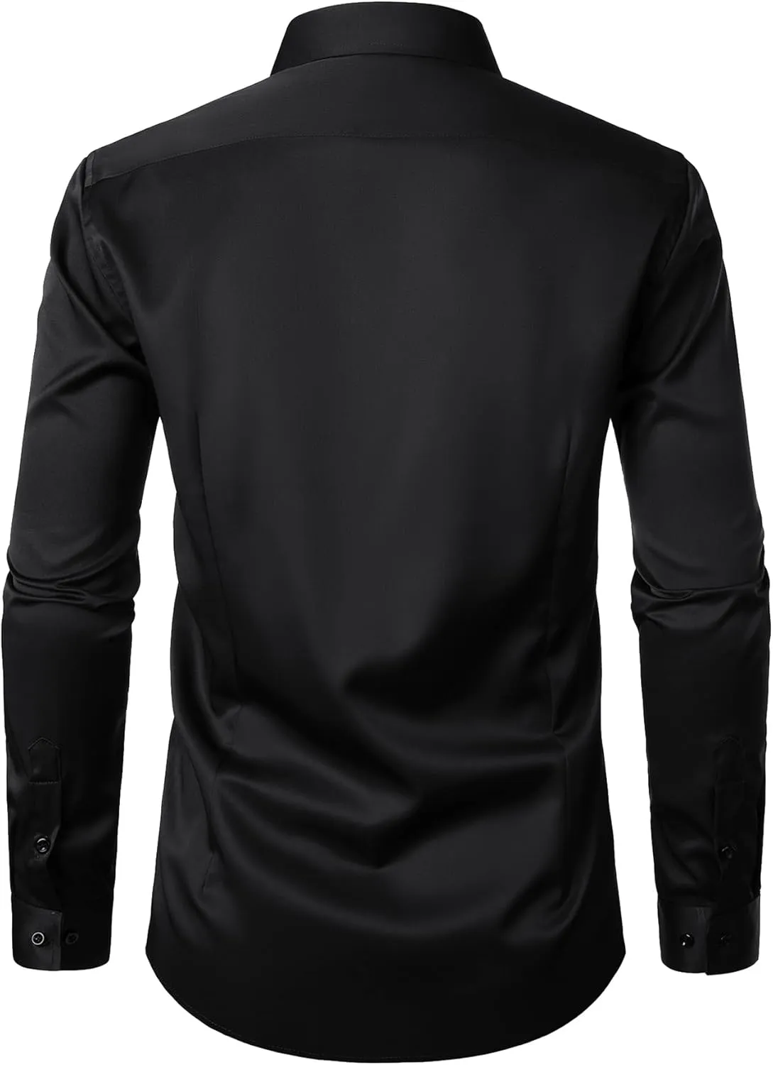 Men's Stretch Wrinkle Free Dress Shirts Formal Wedding Prom Long Sleeve Button Down Shirt
