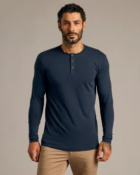 Navy Long Sleeve Tall Classic Henley
