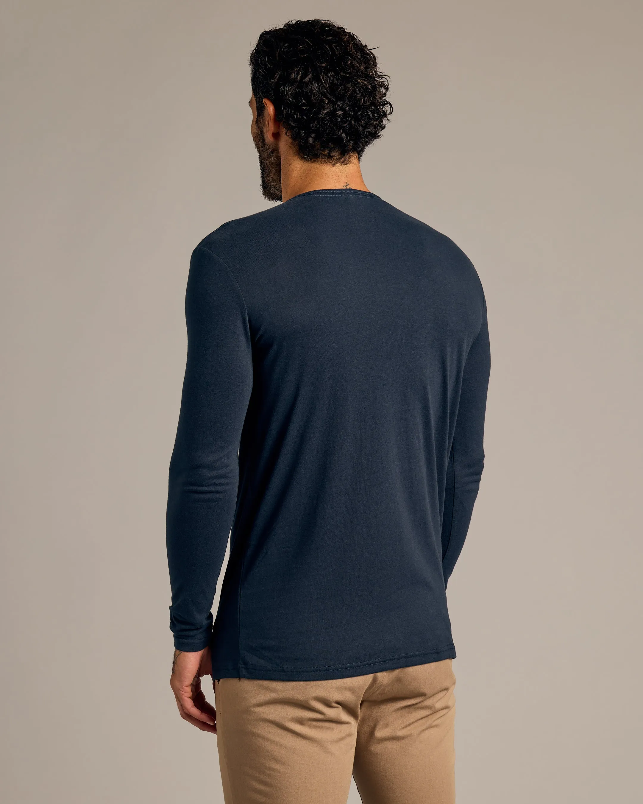 Navy Long Sleeve Tall Classic Henley