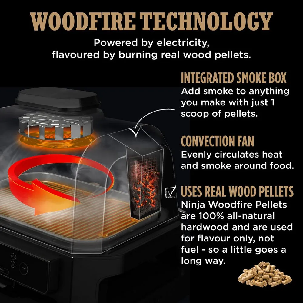 Ninja Woodfire Pro XL Electric BBQ Grill and Smoker with Stand and Cover OG850UKGRILLKIT Clearance