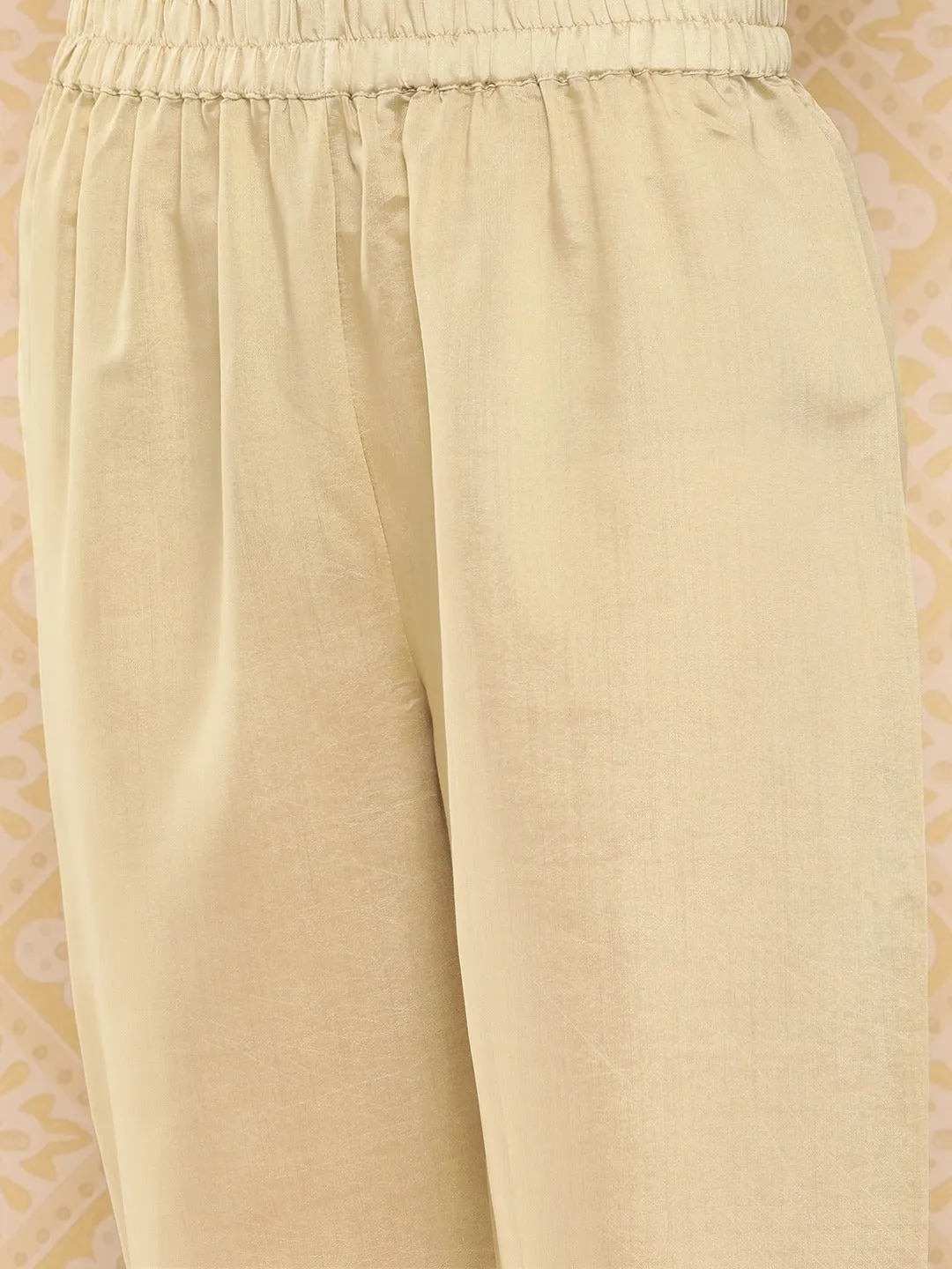 Olive Green Floral Embroidered Regular Sequinned Kurta With Trousers & With Dupatta
